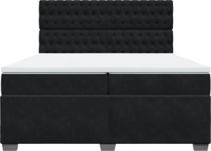 vidaXL Łóżko kontynentalne z materacem, czarne, aksamit 200x200 cm 4