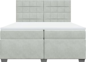 vidaXL Łóżko kontynentalne z materacem, jasnoszare, aksamit, 200x200cm 2