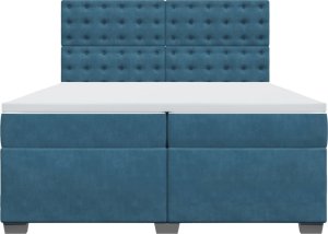 vidaXL Łóżko kontynentalne z materacem, niebieskie, aksamit, 200x200cm 4