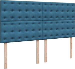 vidaXL Łóżko kontynentalne z materacem, niebieskie, aksamit, 200x200cm 8