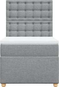 vidaXL Łóżko kontynentalne z materacem, jasnoszare, tkanina, 90x190 cm 4