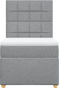 vidaXL Łóżko kontynentalne z materacem, jasnoszare, tkanina, 90x190 cm 4