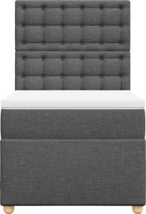 vidaXL Łóżko kontynentalne z materacem, ciemnoszara tkanina 90x190 cm 4