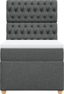 vidaXL Łóżko kontynentalne z materacem, ciemnoszara tkanina 90x200 cm 4