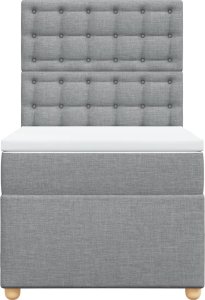 vidaXL Łóżko kontynentalne z materacem, jasnoszare, tkanina, 90x200 cm 4