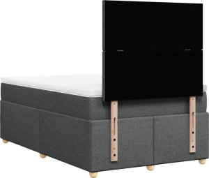 vidaXL Łóżko kontynentalne z materacem, ciemnoszara tkanina 120x200 cm 6