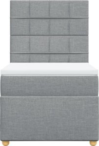 vidaXL Łóżko kontynentalne z materacem, jasnoszare, tkanina, 100x200cm 4