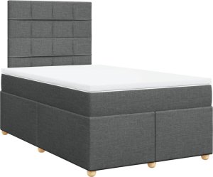 vidaXL Łóżko kontynentalne z materacem, ciemnoszara tkanina 120x200 cm 2