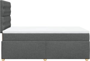 vidaXL Łóżko kontynentalne z materacem, ciemnoszara tkanina 120x200 cm 5