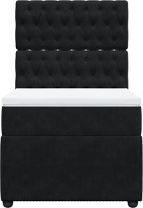 vidaXL Łóżko kontynentalne z materacem, czarne, aksamit 90x190 cm 4