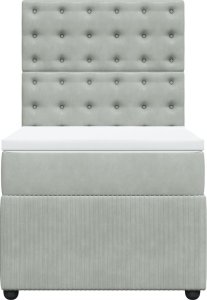 vidaXL Łóżko kontynentalne z materacem, jasnoszare, aksamit, 90x190 cm 4