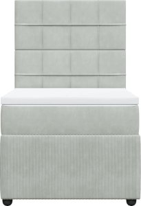 vidaXL Łóżko kontynentalne z materacem, jasnoszare, aksamit, 100x200cm 4