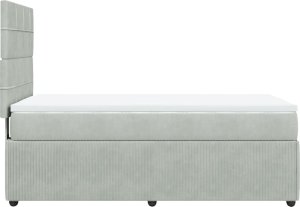 vidaXL Łóżko kontynentalne z materacem, jasnoszare, aksamit, 100x200cm 5