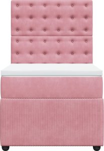 vidaXL Łóżko kontynentalne z materacem, różowe, aksamit, 100x200 cm 4