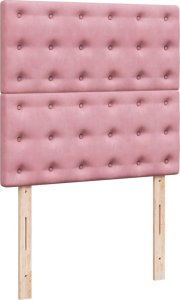 vidaXL Łóżko kontynentalne z materacem, różowe, aksamit, 100x200 cm 7