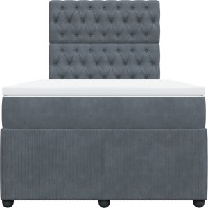 vidaXL Łóżko kontynentalne z materacem, ciemnoszare, 120x190cm aksamit 4