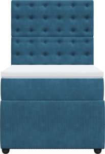 vidaXL Łóżko kontynentalne z materacem, niebieskie, aksamit, 100x200cm 4