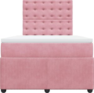 vidaXL Łóżko kontynentalne z materacem, różowe, 120x200 cm, aksamit 4