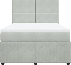 vidaXL Łóżko kontynentalne z materacem, jasnoszare, aksamit, 140x190cm 4