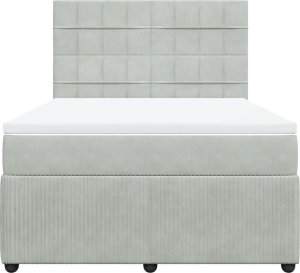 vidaXL Łóżko kontynentalne z materacem, jasnoszare, aksamit, 140x190cm 4