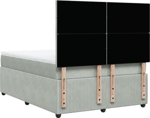 vidaXL Łóżko kontynentalne z materacem, jasnoszare, aksamit, 140x190cm 6