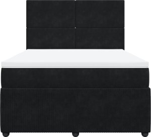 vidaXL Łóżko kontynentalne z materacem, czarne, 140x200 cm, aksamit 4