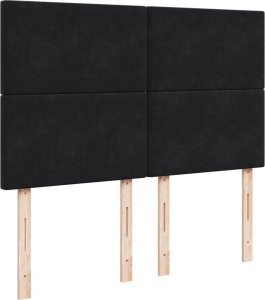 vidaXL Łóżko kontynentalne z materacem, czarne, 140x200 cm, aksamit 7