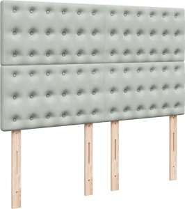 vidaXL Łóżko kontynentalne z materacem, jasnoszare, 160x200cm, aksamit 7