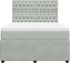 vidaXL Łóżko kontynentalne z materacem, jasnoszare, 160x200cm, aksamit 4