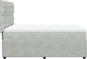 vidaXL Łóżko kontynentalne z materacem, jasnoszare, 160x200cm, aksamit 5