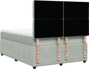 vidaXL Łóżko kontynentalne z materacem, jasnoszare, 160x200cm, aksamit 6