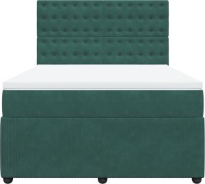 vidaXL Łóżko kontynentalne z materacem, ciemnozielone, 160x200 cm 4