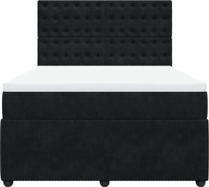 vidaXL Łóżko kontynentalne z materacem, czarne, 160x200 cm, aksamit 4