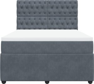 vidaXL Łóżko kontynentalne z materacem, ciemnoszare, 160x200cm aksamit 4