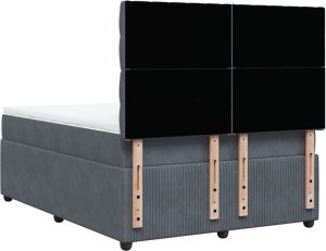 vidaXL Łóżko kontynentalne z materacem, ciemnoszare, 160x200cm aksamit 6