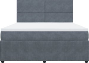 vidaXL Łóżko kontynentalne z materacem, ciemnoszare, 180x200cm aksamit 4