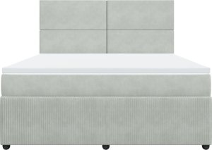 vidaXL Łóżko kontynentalne z materacem, jasnoszare, 180x200cm, aksamit 4