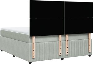 vidaXL Łóżko kontynentalne z materacem, jasnoszare, 180x200cm, aksamit 6