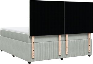 vidaXL Łóżko kontynentalne z materacem, jasnoszare, 180x200cm, aksamit 6