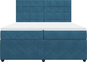 vidaXL Łóżko kontynentalne z materacem, niebieskie, aksamit, 200x200cm 4