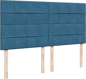 vidaXL Łóżko kontynentalne z materacem, niebieskie, aksamit, 200x200cm 7
