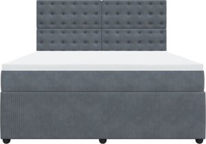 vidaXL Łóżko kontynentalne z materacem, ciemnoszare, 180x200cm aksamit 4