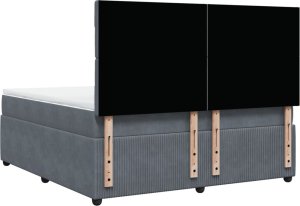 vidaXL Łóżko kontynentalne z materacem, ciemnoszare, 180x200cm aksamit 6