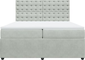 vidaXL Łóżko kontynentalne z materacem, jasnoszare, aksamit, 200x200cm 4