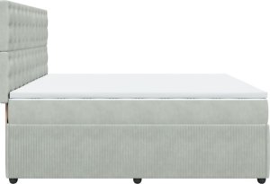 vidaXL Łóżko kontynentalne z materacem, jasnoszare, aksamit, 200x200cm 5