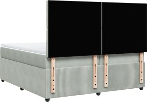 vidaXL Łóżko kontynentalne z materacem, jasnoszare, aksamit, 200x200cm 6