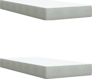 vidaXL Łóżko kontynentalne z materacem, jasnoszare, aksamit, 200x200cm 10