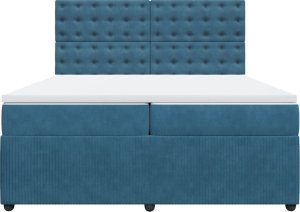 vidaXL Łóżko kontynentalne z materacem, niebieskie, aksamit, 200x200cm 4
