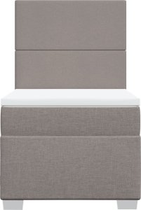 vidaXL Łóżko kontynentalne z materacem, taupe, tkanina, 100x200 cm 6