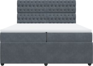 vidaXL Łóżko kontynentalne z materacem, ciemnoszary aksamit, 200x200cm 4